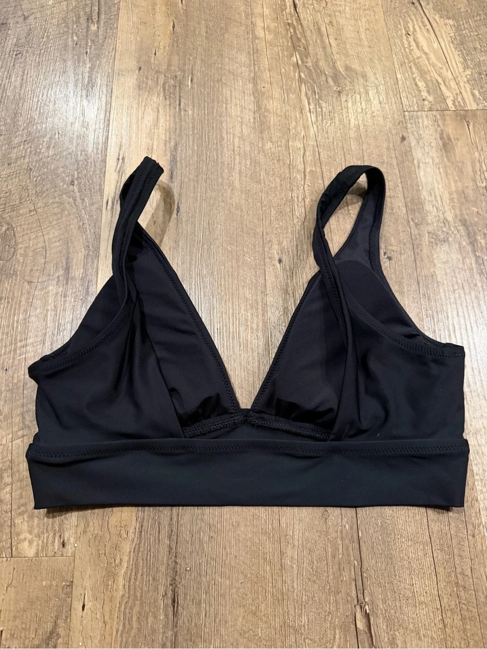 aerie Triangle Black V-Neck Bikini Top Medium
